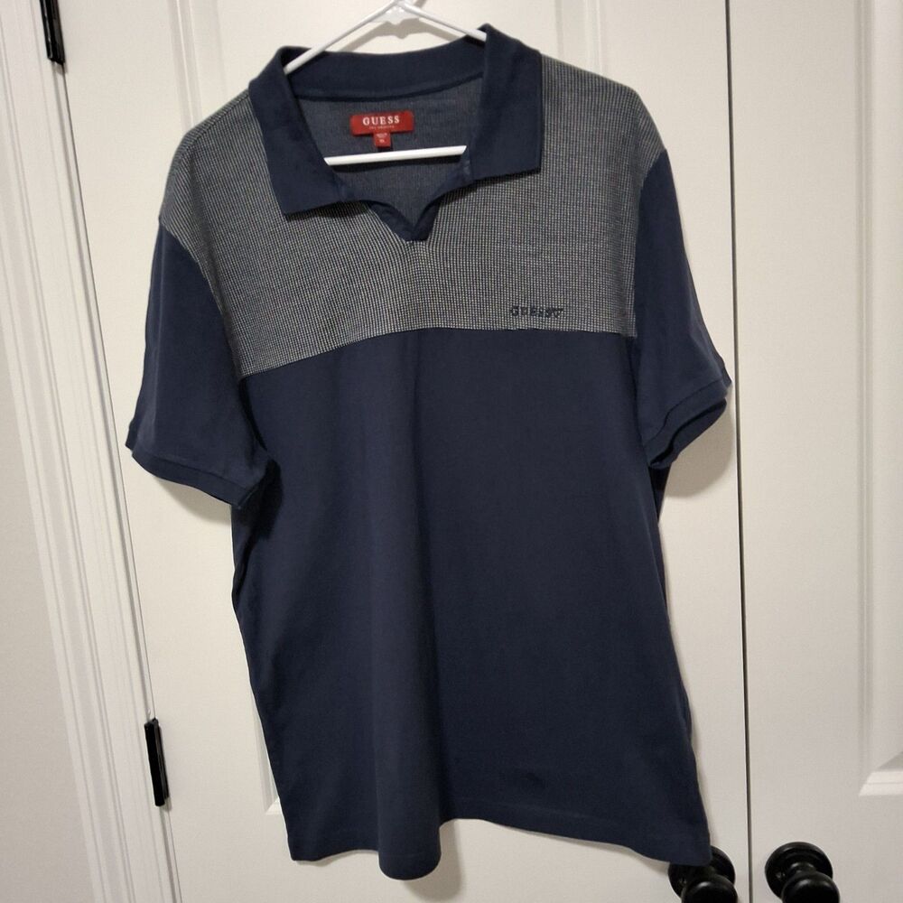 NWOT Guess Men's Short-Sleeve Polo Shirt Size XL Navy Blue, New w/o Tags